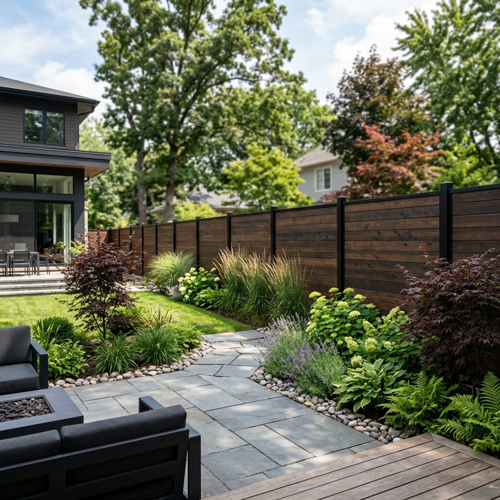 Sleek black vinyl fence